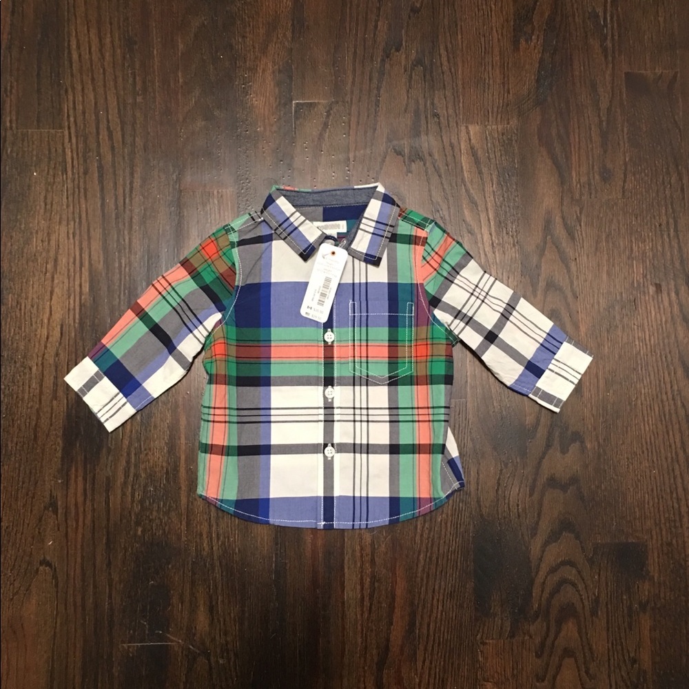 NWT Gymboree Plaid Button Down 3-6 Months